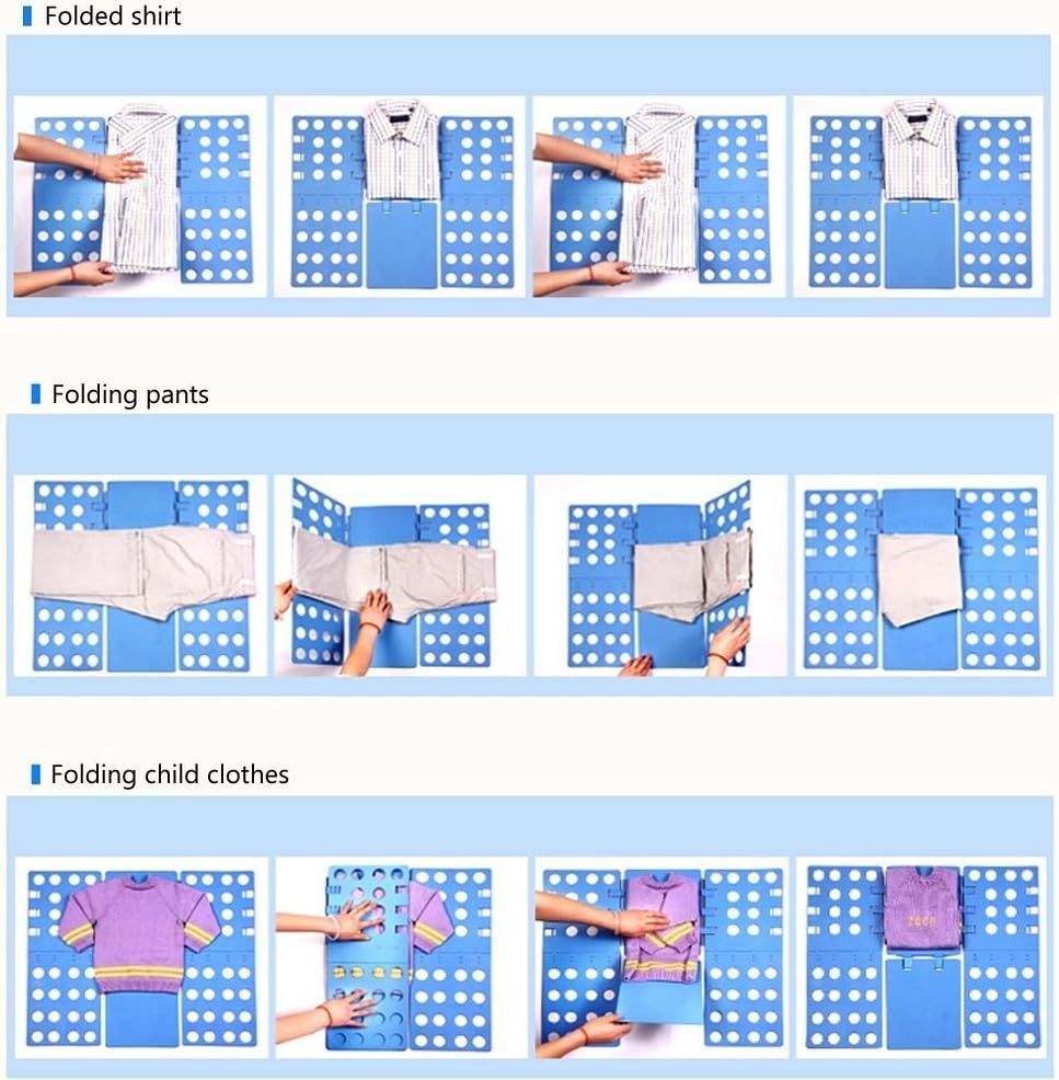 Adjustable Clothes Folding Board for T-Shirts, Pants & Towels, Durable PP Plastic Laundry Organizer with Reinforced Buckles (Blue)
