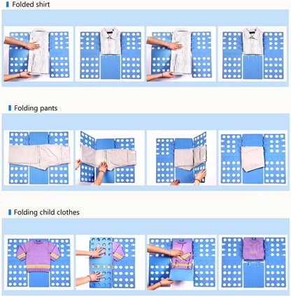Adjustable Clothes Folding Board for T-Shirts, Pants & Towels, Durable PP Plastic Laundry Organizer with Reinforced Buckles (Blue)