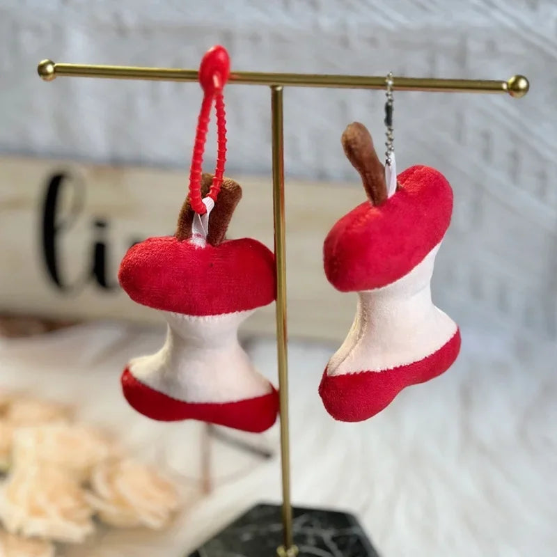 Kawaii Apple Core Keychain Plush Doll  Soft Fleece Fabric Pendant Bag Charm
