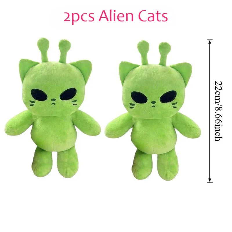 Alien Cat Plush Toy - Handmade Kawaii Green Extraterrestrial Stuffed Animal Plushie Gift