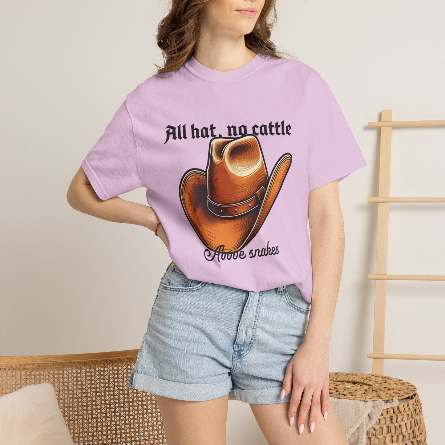 All Hat No Cattle Cowboy T-Shirt | Western Hat Graphic Unisex Tee
