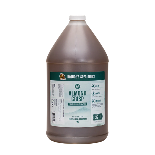 Large Natures Specialties shampoo bottle, Almond Crisp texturizing label