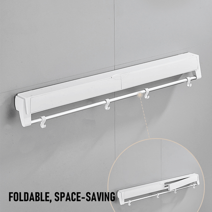 Alston Wall Mounted Drying Rack Black Clothes Airer Space Saver Folding Dryer Bearing Capacity 12KG Foldable Rail With Hooks Indoor Outdoor Balcony Laundry