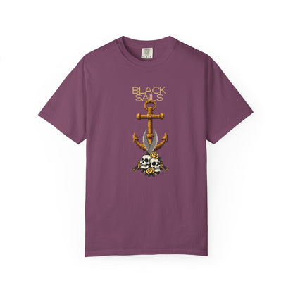 Anchor Skull Pixel Art Graphic Tee - Nautical Skull Printed Unisex T-Shirt | Comfort Colors 1717 Designed By Aprasi