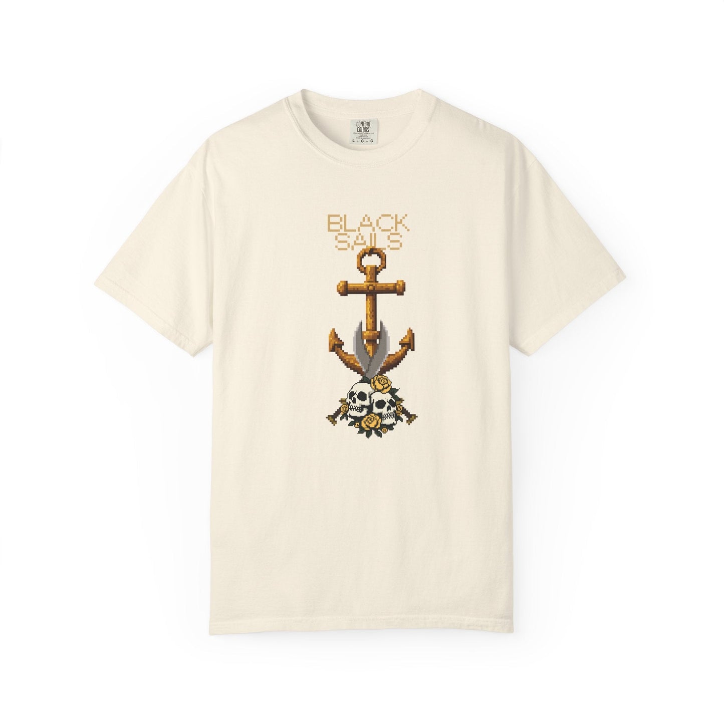 Anchor Skull Pixel Art Graphic Tee - Nautical Skull Printed Unisex T-Shirt | Comfort Colors 1717 Designed By Aprasi