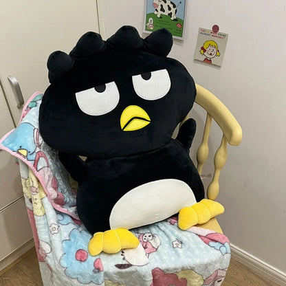 Spiky Black Penguin Plush, Grumpy Tongue-Out Penguin Plushie