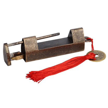 Antique Chinese Padlock 1.7in Spacing Durable Fadeless Brass Vintage Widely Used Chinese Style Padlock for Box Cabinet
