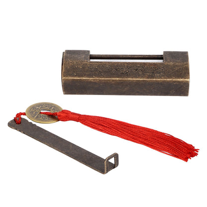 Antique Chinese Padlock 1.7in Spacing Durable Fadeless Brass Vintage Widely Used Chinese Style Padlock for Box Cabinet