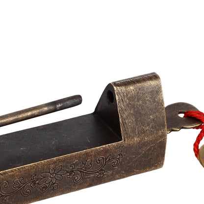 Antique Chinese Padlock 1.7in Spacing Durable Fadeless Brass Vintage Widely Used Chinese Style Padlock for Box Cabinet