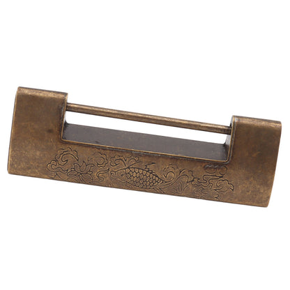 Antique Style Lock Spacing 5.9cm Auspicious Fish Lock Chinese Locks Small Brass Locks Antique Padlock Bronze Color