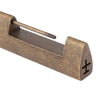 Antique Style Lock Spacing 5.9cm Auspicious Fish Lock Chinese Locks Small Brass Locks Antique Padlock Bronze Color