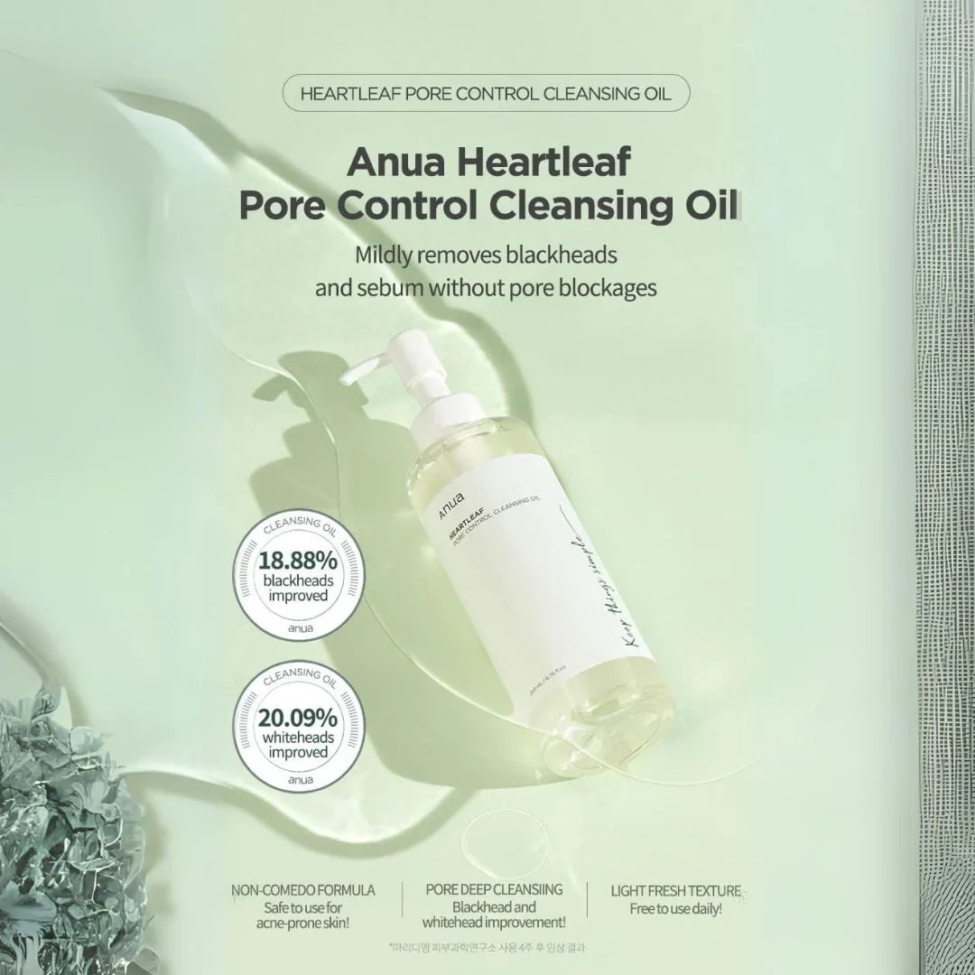Anua cleansing oil bottle with pump and light yellow oil