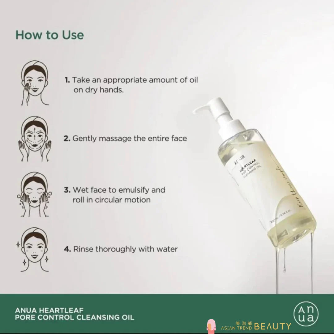 Anua cleansing oil pump bottle with oil drop stream