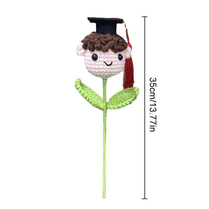 Graduation Hat Flower Crochet Doll | Handmade Yarn Gift for Boy and Girl