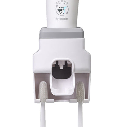 Automatic Toothpaste Dispenser Squeezer with Toothbrush Holder Wall Mounted for Bathroom Adults KidsGrey