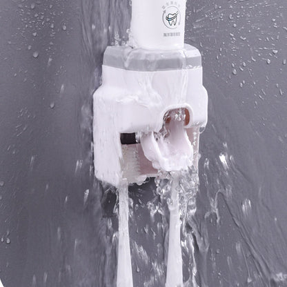 Automatic Toothpaste Dispenser Squeezer with Toothbrush Holder Wall Mounted for Bathroom Adults KidsGrey
