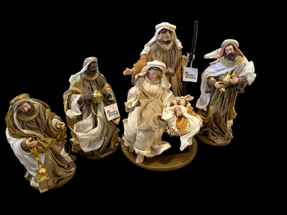 13.5" Handmade Christmas Nativity Set with Holy Family, 3 Wise Men & Angel – 35cm Religious Christian Home Decor & Holiday Gifts