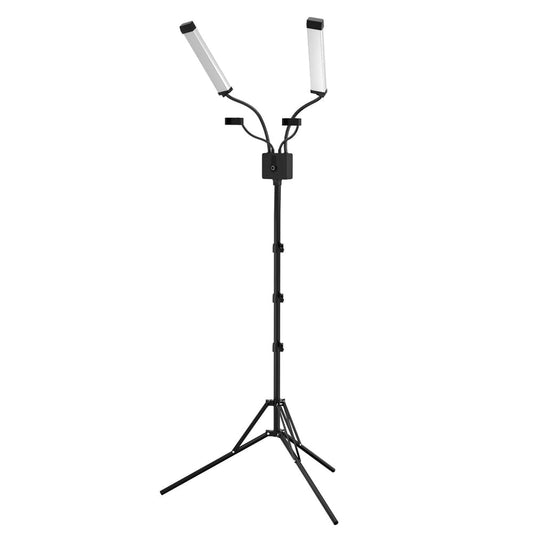 LED light stand with dual vertical LED bars and tripod base