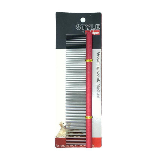 ProGroom STYLE medium grooming comb with red handle and metal teeth
