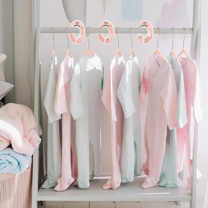 Baby Hangers, 11 Inch Velvet Kids Hangers with 6 Pcs Clothes Size Dividers, Infant Toddler Nursery Closet Organization, Non Slip, Pink, 30 Pcs