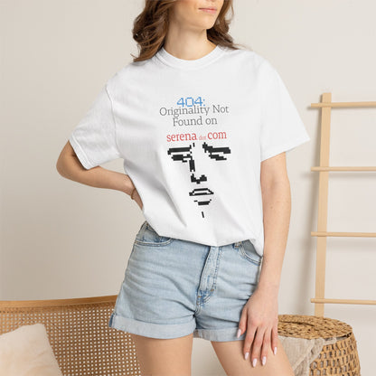 404 Originality Not Found Graphic Tee | Pixel Face Satire Shirt | Aprasi