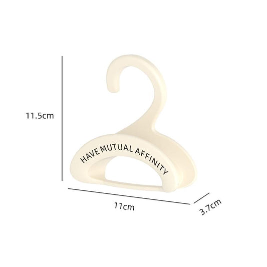 White bag hanger with curved hook and strap support, size 11.5 x 11 x 3.7 cm