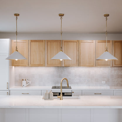 Bailey Metal Cone Pendant Light - Gold/White