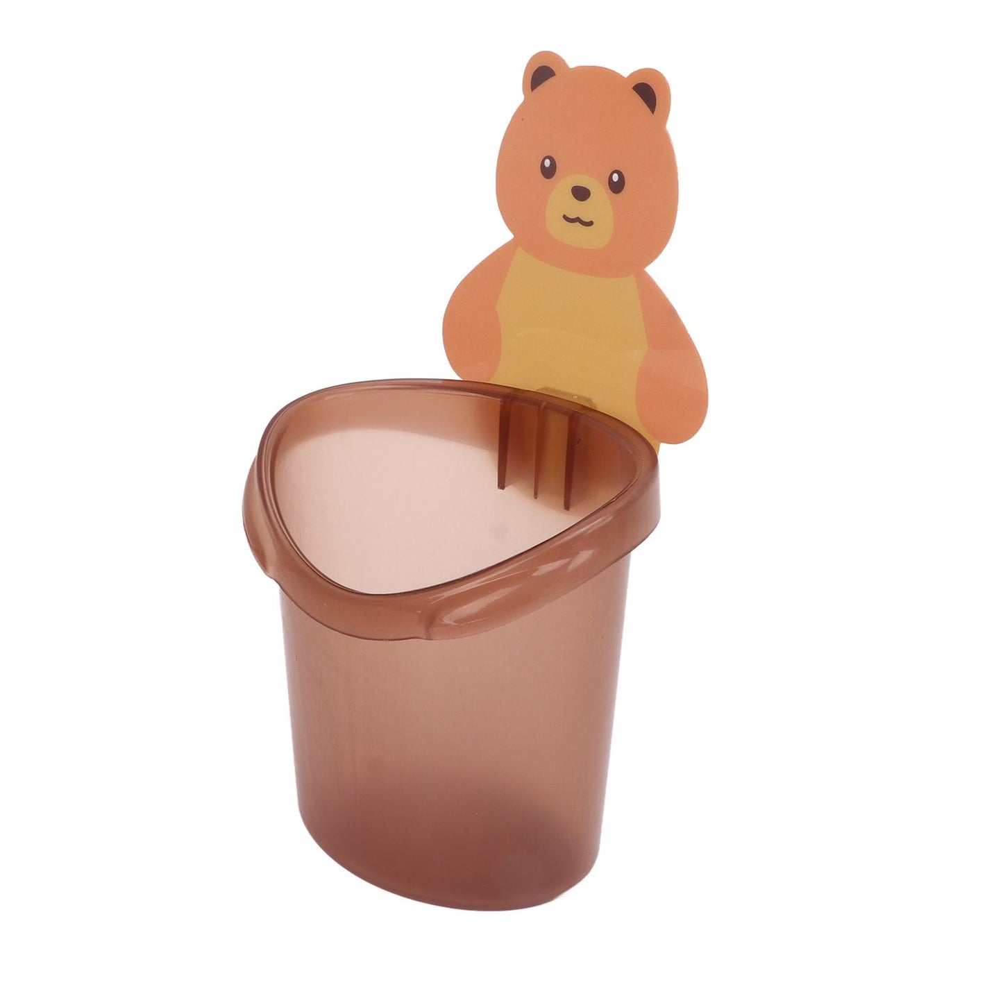 Bear Toothbrush Storage Cup Holder Wall Mounted Comb Storage Rack Bathroom Storage BoxCoffee Color