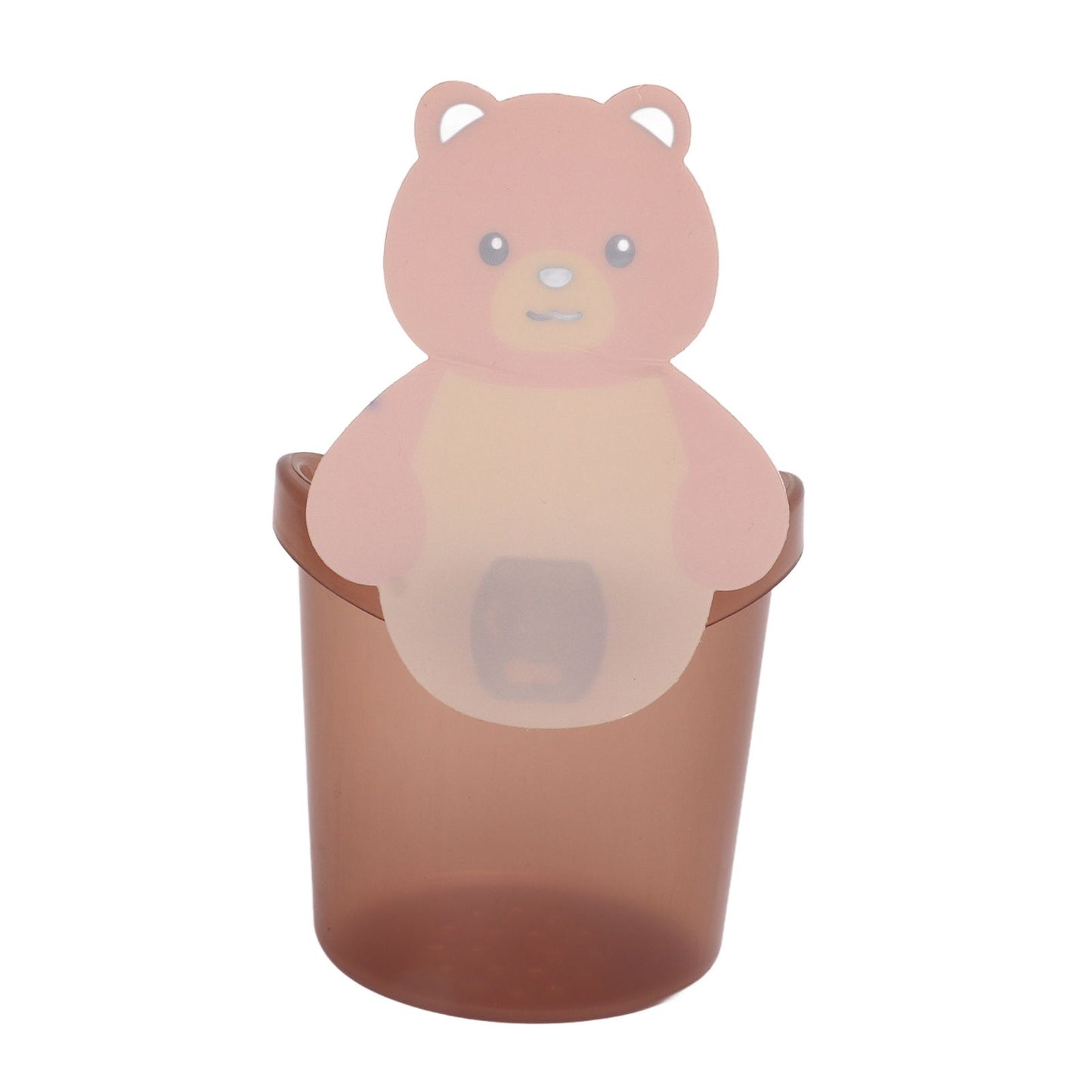 Bear Toothbrush Storage Cup Holder Wall Mounted Comb Storage Rack Bathroom Storage BoxCoffee Color