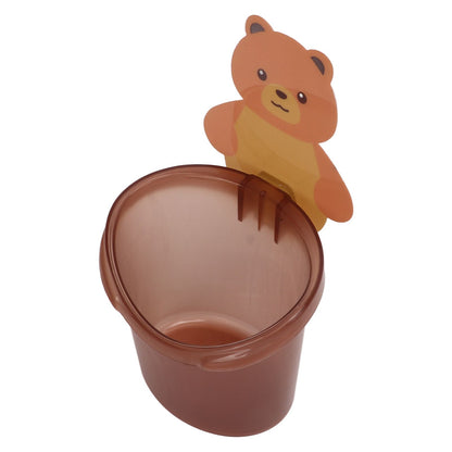 Bear Toothbrush Storage Cup Holder Wall Mounted Comb Storage Rack Bathroom Storage BoxCoffee Color