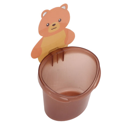 Bear Toothbrush Storage Cup Holder Wall Mounted Comb Storage Rack Bathroom Storage BoxCoffee Color