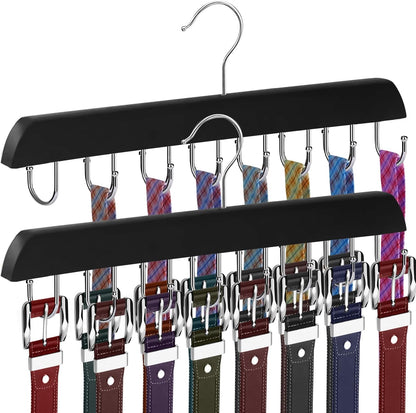 Belt Hanger Belt Organizer Tie Rack Tank Top Bra Hanger Tie Hanger Bra Organizer for Closet with 14 Hooks,Upgraded 360°Rotating,Space Saver for Underwear & Tie Storage 2pcs