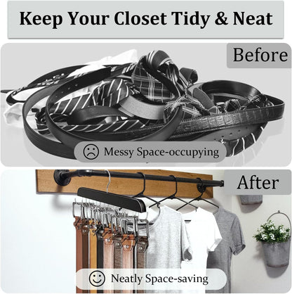 Belt Hanger Belt Organizer Tie Rack Tank Top Bra Hanger Tie Hanger Bra Organizer for Closet with 14 Hooks,Upgraded 360°Rotating,Space Saver for Underwear & Tie Storage 2pcs