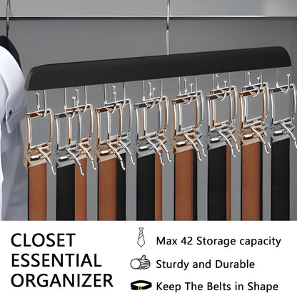Belt Hanger Bra Hanger Tie Rack, Belt Organizer for Closet Accessories with 14 Hooks, Sturdy Wood for Closet Organizers and Storage