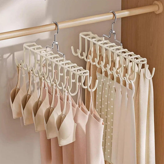 White closet tie rack hanger with multiple curved hooks for scarves and ties
