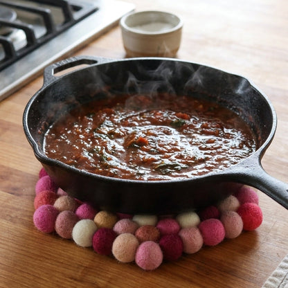 Berry Pop Pink Wool Felt Trivet Heat Mat – Handmade Pot Mat
