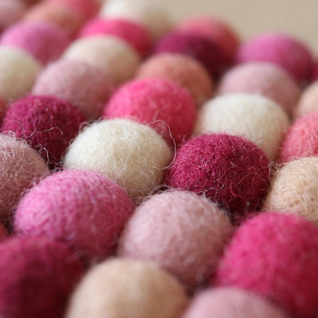 Berry Pop Pink Wool Felt Trivet Heat Mat – Handmade Pot Mat