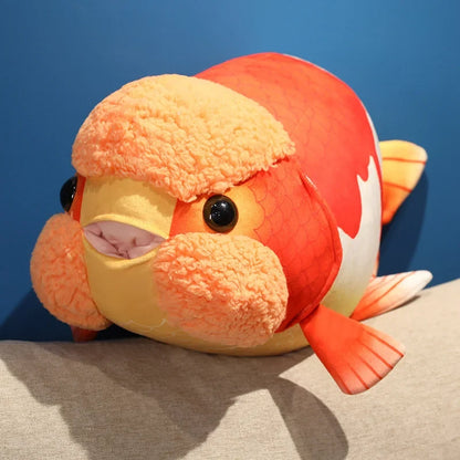 Ranchu Fish Plush Fancy Goldfish Stuffed Animal King of Goldfish Handmade Plushies 50cm