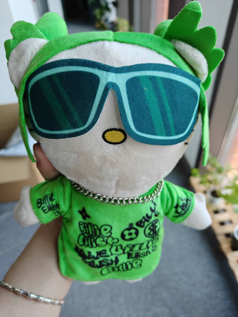 Lil Bil Neon Green Graffiti Cat Plush 26cm - Street Art Feline Collectible Toy