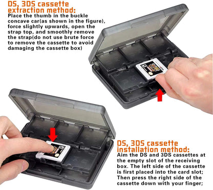 Black 26-in-1 Game Holder Case Fits up to 22 Games 2 SD Cards 2 Micro SD/TF Cards and 2 Stylus Pens for NEW 3DS / 3DS XL / 3DS LL