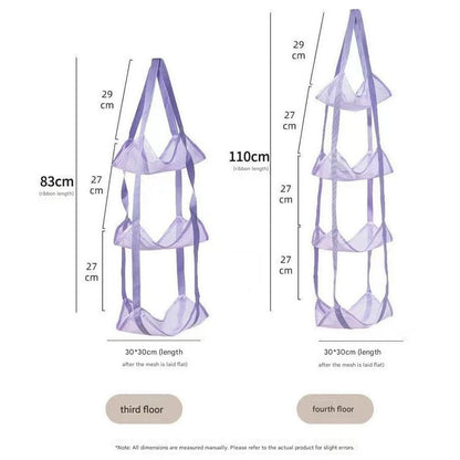 Black 3-Layer + 4-Layer Hanging Mesh Storage Bag Set for Balls Toys and Sports Gear