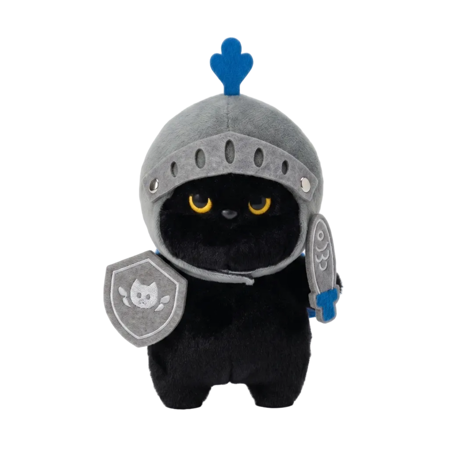 Black Cat Knight Plush Pendant -Fantasy Armor Cat Handmade Plush 16cm
