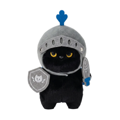 Black Cat Knight Plush Pendant -Fantasy Armor Cat Handmade Plush 16cm