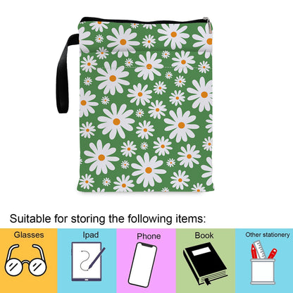 Blue Floral pattern book cover with zippered pocket - Lightweight polyester book cover, suitable for books and tablets(FBS001)