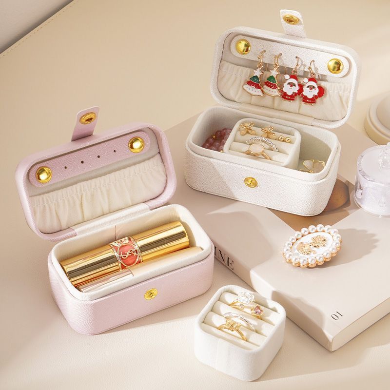 Blue Waterproof PU Leather Jewelry Travel Case, Portable Mini Jewelry Organizer Box for Rings Earrings Necklaces