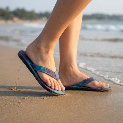 Blue Dye Hemp Flip Flops – Blue & Tie Dye Vegan Summer Sandals