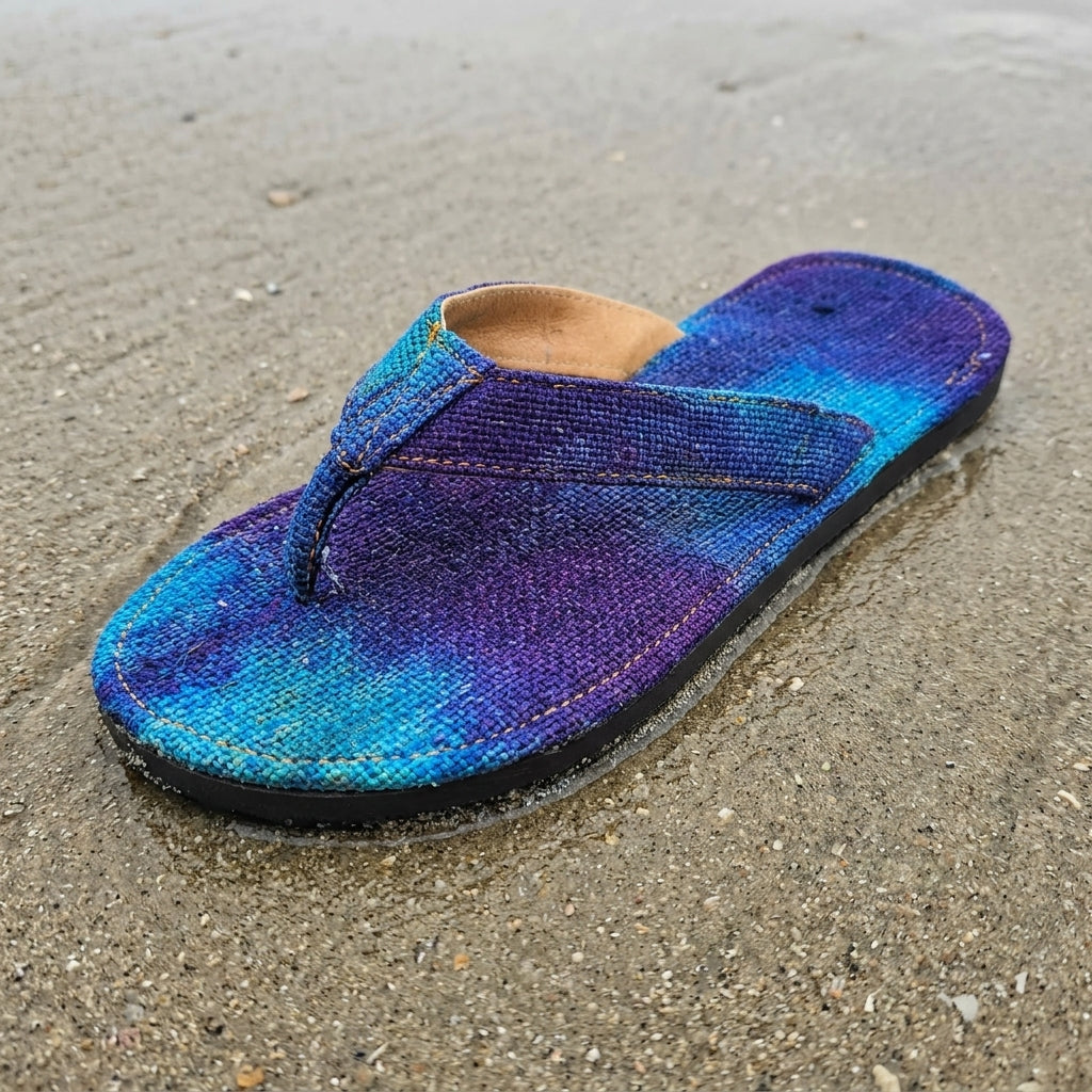 Blue Dye Hemp Flip Flops – Blue & Tie Dye Vegan Summer Sandals
