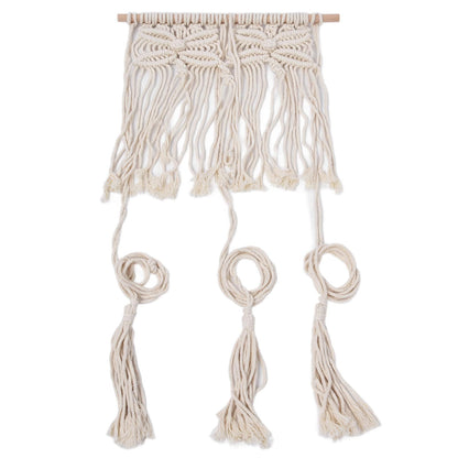 Boho Hat Wall Hanging Rack Cotton Rope Woven Bohemian Caps Holder for Home Office StudioType A