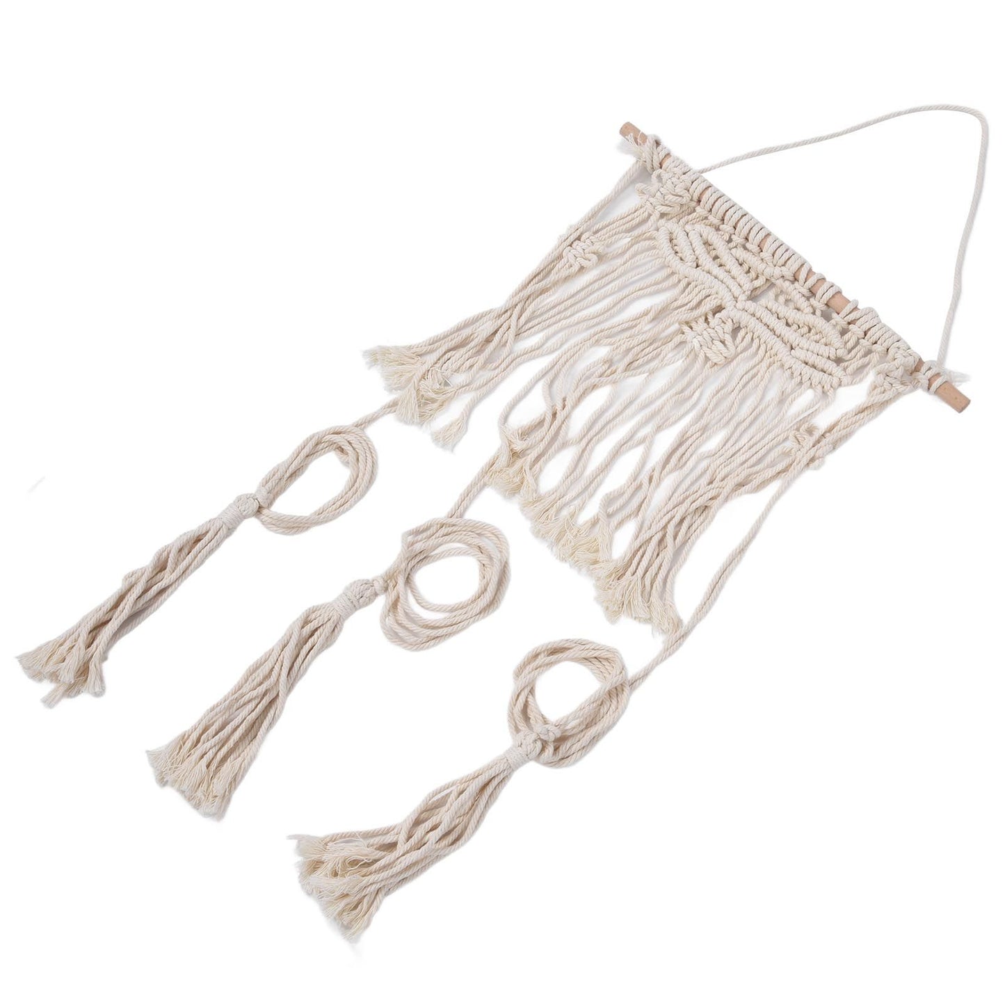 Boho Hat Wall Hanging Rack Cotton Rope Woven Bohemian Caps Holder for Home Office StudioType B
