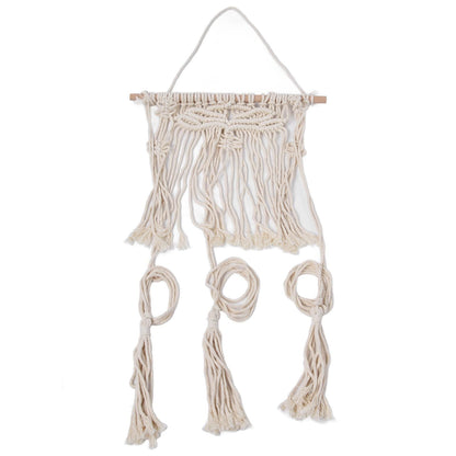 Boho Hat Wall Hanging Rack Cotton Rope Woven Bohemian Caps Holder for Home Office StudioType B